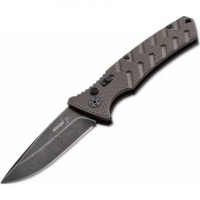 Автоматический складной нож Boker Plus Strike Coyote Spearpoint, сталь AUS-8 BlackWash™ Plain, рукоять анодированный алюминий, BK01BO424 купить в Сочи