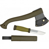 Набор Morakniv Outdoor Kit MG, нож Morakniv 2000 сталь Sandvik 12C27, цвет зеленый + топор купить в Сочи