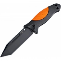 Нож с фиксированным клинком Hogue EX-F02 Black Tanto, сталь A2 Tool Steel, рукоять термопластик GRN, чёрно-оранжевый купить в Сочи