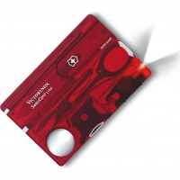 Швейцарская карта Victorinox SwissCard Lite, сталь X50CrMoV15, рукоять ABS-пластик, полупрозрачный красный купить в Сочи