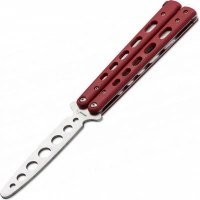 Тренировочный нож-бабочка (балисонг) Balisong Trainer, Boker Plus 01BO712, клинок из нержавеющей стали Zero-ground Plain (без заточки), рукоять стеклотекстолит G10, красный купить в Сочи