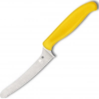 Универсальный кухонный нож Spyderco Z-Cut Serrated Offset Kitchen, сталь CTS™ — BD1 Alloy, рукоять желтый полипропилен купить в Сочи