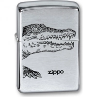 Зажигалка ZIPPO Alligator, с покрытием Brushed Chrome, латунь/сталь, серебристая, матовая, 36x12x56 купить в Сочи