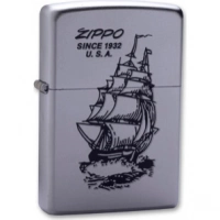 Зажигалка ZIPPO Boat-Zippo Satin Chrome, латунь с ник.-хром. покрыт., сереб., матовая, 36х56х12мм купить в Сочи