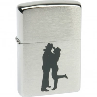 Зажигалка ZIPPO Cowboy Couple Brushed Chrome, латунь, ник.-хром. покр., серебр., матов., 36х56х12 мм купить в Сочи