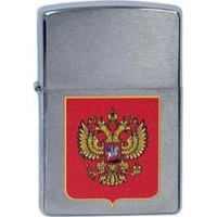 Зажигалка ZIPPO Герб России, латунь с  покрытием Brushed Chrome, серебристый, матовая, 36х12×56 мм купить в Сочи