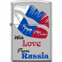 Зажигалка ZIPPO Из России с любовью, латунь/сталь с покрытием Satin Chrome, матовая, 36x12x56 мм купить в Сочи